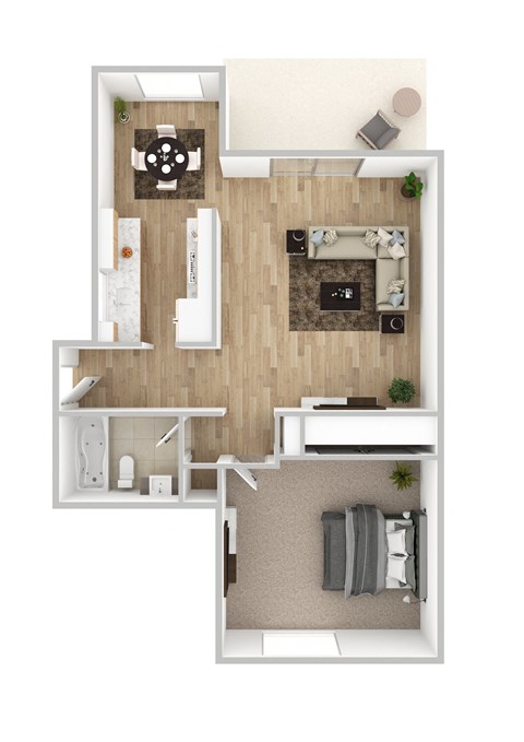 One Bedroom Floorplan at Sedona Apartment Homes